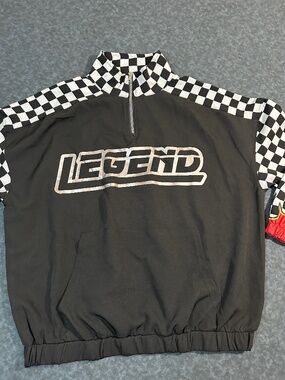 Helium Moto Wear Legend Checkerboard Print Quarter Zip Racing Pullover Size 1x